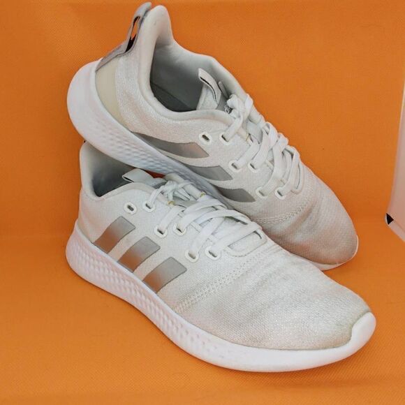 Adidas PureMotion Women's Pre-owned White/Silver Running Sneakers - sz. 8 1/2 - Picture 1 of 6